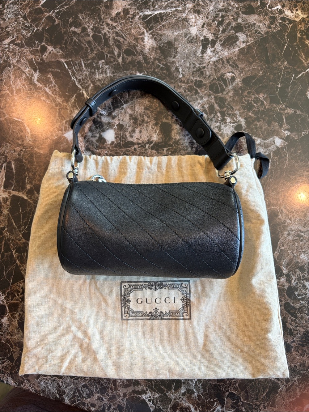 Gucci Black Quilted Barrel Mini Shoulder Bag